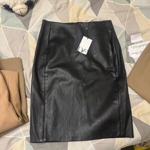 Diane von Furstenberg Leather Black Skirt